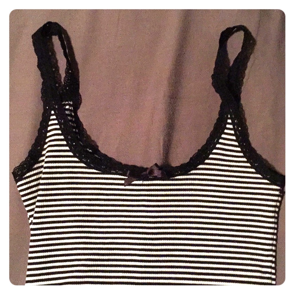 Forever 21 black and white lace striped camisole